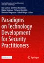 Cover eines Buches: "Paradigms on Technology Development for Security Practitioners". Oben blauer Hintergrund, unten rot.