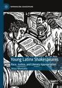 "Young Latinx Shakespeares: Race, Justice, and Literary Appropriation" von Jesus Montaño. Holzschnitt zweier lesender Personen.