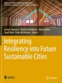 "Integrating Resiliency into Future Sustainable Cities" steht in großer Schrift auf gelbem Hintergrund. Darunter ein modernes Interieur.