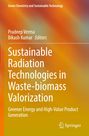 Text: "Sustainable Radiation Technologies in Waste-biomass Valorization". Hintergrund: Verschwommene orangene Farbverläufe.