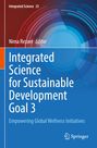 "Integrated Science for Sustainable Development Goal 3" in Großschrift, farbiger Hintergrund in Rot-Blau mit abstrakten Mustern.