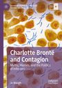 "Charlotte Brontë and Contagion" von Jo Waugh. Rechteckige abstrakte Muster in Orange und Blau.