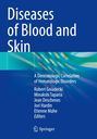 Titel: "Diseases of Blood and Skin". Darunter Autoren und Herausgeber. Farbige, wellenartige Muster im Hintergrund.