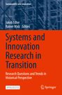 Text: "Systems and Innovation Research in Transition". Abstrakte Hintergrundgrafik in Blau mit orangenem Bereich.