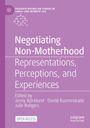 "Negotiating Non-Motherhood: Representations, Perceptions, and Experiences," geschrieben von drei Herausgebern. Lila Hintergrund.
