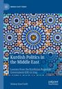 Titel: "Kurdish Politics in the Middle East". Buntes geometrisches Muster in Blau, Gelb und Orange.