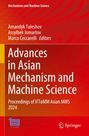 Titel: "Advances in Asian Mechanism and Machine Science", Herausgeber: Tulešov, Jomartov, Ceccarelli. Rot-orange Hintergrund.