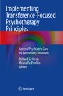 Blauer Hintergrund mit Text: "Implementing Transference-Focused Psychotherapy Principles" und Autorenangabe darunter.