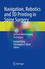 „Navigation, Robotics and 3D Printing in Spine Surgery“ in großer weißer Schrift auf blauem Hintergrund. Springer-Logo unten.
