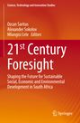 "21st Century Foresight: Shaping the Future for Sustainable Development in South Africa." Buchcover mit orange-rotem Hintergrund.