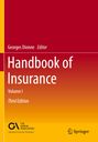 „Georges Dionne Editor, Handbook of Insurance, Volume I, Third Edition.“ Rotes und gelbes Layout mit Logos unten.