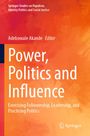 Text: "Power, Politics and Influence" auf orangefarbenem Hintergrund. Unten rechts ein Logo mit einem Pferdekopf.