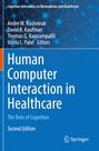 Ein blaues Buchcover mit Netzmustern, Text: "Human Computer Interaction in Healthcare, Second Edition, Springer".
