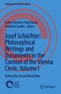 Titel: Josef Schächter: Philosophical Writings... Visualisiert durch rote Kreise auf blauem Hintergrund. Logos unten.