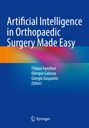 Weiße Schrift: "Artificial Intelligence in Orthopaedic Surgery Made Easy". Bunte geometrische Muster auf blauem Hintergrund.
