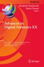 "Advances in Digital Forensics XX" steht auf rotem Hintergrund mit einem bunten, kugelförmigen Logo.