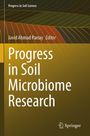 „Progress in Soil Microbiome Research“, Javid Ahmad Parray. Brauner Hintergrund mit wellenförmigen Linien.