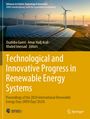 „Technological and Innovative Progress in Renewable Energy Systems“ ist auf dem Buchcover zu lesen, mit Windturbinen und Solarpanelen in der Landschaft.