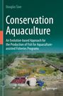 „Conservation Aquaculture“ in großer Schrift. Unten Landschaft mit Teichen, Bäumen und Gebäuden. Logo unten rechts.