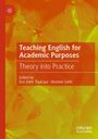 Text: "Teaching English for Academic Purposes: Theory into Practice. Edited by Ece Zehir Topkaya, Handan Çelik."  
Orange Hintergrund mit Blumenmuster.