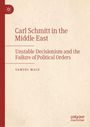 „Carl Schmitt in the Middle East“: Buchcover, beiger Hintergrund mit rotem Text und einem Logo links oben.