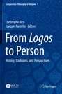 "From Logos to Person: History, Traditions, and Perspectives", weiße Schrift auf blauem Hintergrund mit Mustern.