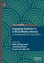 "Engaging Students in Critical Media Literacy: A Guidebook for Educators." Grüne Kreismuster auf dunkelblauem Hintergrund.