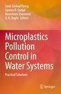 "Microplastics Pollution Control in Water Systems: Practical Solutions". Namen von Herausgebern. Buntes, abstraktes Design.