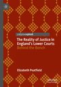 "palgrave pivot: The Reality of Justice in England's Lower Courts. Behind the Bench. Elizabeth Peatfield." Rote geometrische Muster.