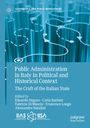 „Public Administration in Italy in Political and Historical Context“ steht auf blauem Hintergrund mit schematischen Linien.