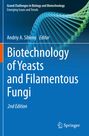 "Biotechnology of Yeasts and Filamentous Fungi, 2nd Edition. Editor: Andriy A. Sibirny." Hintergrund zeigt DNA-Helix.