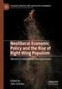 „Neoliberal Economic Policy and the Rise of Right-Wing Populism“. Schwarzer Hintergrund, brauner Staub wirbelt auf.