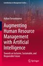 Buchtitel: "Augmenting Human Resource Management with Artificial Intelligence". Skyline mit Lichtstrahlen im Hintergrund.