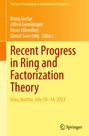 : Recent Progress in Ring and Factorization Theory, Buch