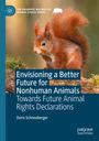 Text: "Envisioning a Better Future for Nonhuman Animals: Towards Future Animal Rights Declarations" von Doris Schneeberger. Ein rotes Eichhörnchen sitzt auf einem Ast. Links oben "THE PALGRAVE MACMILLAN ANIMAL ETHICS SERIES". Logos oben links und rechts sichtbar.