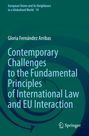 Titel: "Contemporary Challenges to the Fundamental Principles of International Law and EU Interaction" von Gloria Fernández Arribas. Grafik mit Spiralmuster.