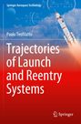 "Springer Aerospace Technology", "Paolo Teofilatto", "Trajectories of Launch and Reentry Systems". Rakete vor blau-rotem Hintergrund.