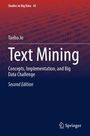 "Text Mining: Concepts, Implementation, and Big Data Challenge, Second Edition" von Taeho Jo, Springer, rote Binär-Hintergrund.