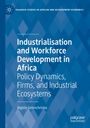 Text: "Industrialisation and Workforce Development in Africa: Policy Dynamics, Firms, and Industrial Ecosystems" von Nigisty Gebrechristos. Design mit blauen Rauten und einem Logo.