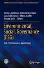 Text: "Environmental, Social, Governance (ESG). Risk, Performance, Monitoring." Hintergrund: Blaue diagonale Streifen. Logo unten.