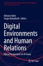 Cover eines Buches mit dem Titel "Digital Environments and Human Relations" von Adriano Fabris und Sergio Belardinelli.