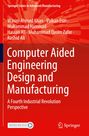 Titel: "Computer Aided Engineering Design and Manufacturing". Autoren oben. Rotes, technisches Design im Hintergrund. Logos unten.