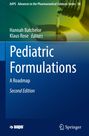 "Pediatric Formulations: A Roadmap, Second Edition" steht auf einem blauen Buchcover mit einem Löffel, aus dem Flüssigkeit gegossen wird.