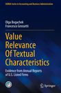 Buchcover: Titel "Value Relevance of Textual Characteristics", Autoren Olga Bogachek, Francesco Grossetti, blauer Hintergrund.