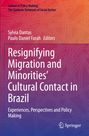 Titel: "Resignifying Migration and Minorities’ Cultural Contact in Brazil". Bunter Hintergrund mit abstrakter Linienstruktur.