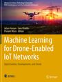 Buchtitel: "Machine Learning for Drone-Enabled IoT Networks". Ein Drohnenbild bei Sonnenuntergang im Hintergrund.