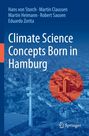 „Climate Science Concepts Born in Hamburg“. Autorenname oben. Illustration: Stadtansicht in Blau mit rotem Kreis. Springer-Logo unten.