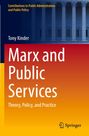 Text: „Marx and Public Services: Theory, Policy, and Practice“ von Tony Kinder. Buchtitel auf farbigem Hintergrund. Springer-Logo.