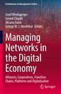 Titel: "Managing Networks in the Digital Economy". Roter Hintergrund, stilisierte Stadt im Hintergrund.