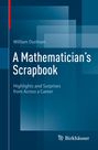 Buchtitel: "A Mathematician's Scrapbook" von William Dunham. Hintergrund in Blautönen mit abstrakten Rechtecken. Logo unten.